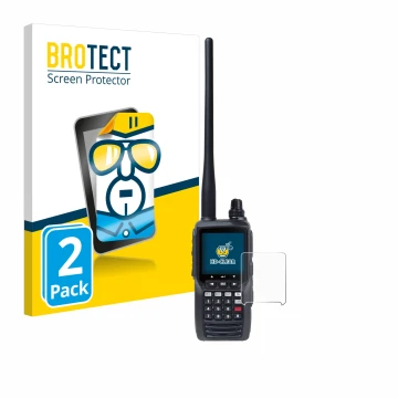 Face avant d’un emballage produit avec le logo de la marque BROTECT. À côté, l’appareil Yaesu FTA-550 est représenté avec la p