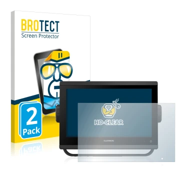 Face avant d’un emballage produit avec le logo de la marque BROTECT. À côté, l’appareil Garmin GPSMAP 923 est représenté avec 