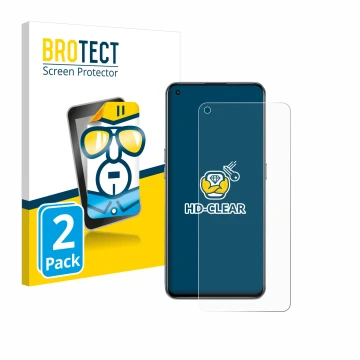 Face avant d’un emballage produit avec le logo de la marque BROTECT. À côté, l’appareil realme GT 5G est représenté avec la pr