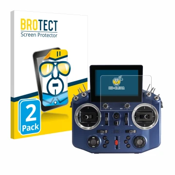 Face avant d’un emballage produit avec le logo de la marque BROTECT. À côté, l’appareil FrSky Horus X20 est représenté avec la