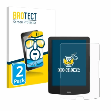 Face avant d’un emballage produit avec le logo de la marque BROTECT. À côté, l’appareil inkBOOK Calypso Plus est représenté av