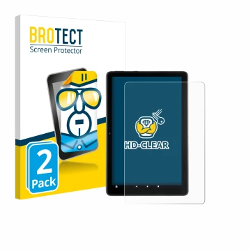 Face avant d’un emballage produit avec le logo de la marque BROTECT. À côté, l’appareil Amazon Fire HD 10 2021 (11ème Gen.) es