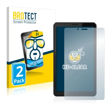 Face avant d’un emballage produit avec le logo de la marque BROTECT. À côté, l’appareil Lenovo Tab M7 (3ème Gen.) est représen