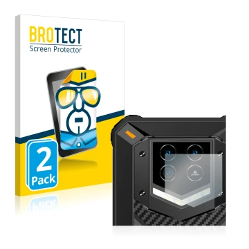 Face avant d’un emballage produit avec le logo de la marque BROTECT. À côté, l’appareil Oukitel WP15 5G (Caméra UNIQUEMENT) es