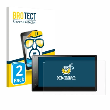 Face avant d’un emballage produit avec le logo de la marque BROTECT. À côté, l’appareil Pioneer SPH-DA160DAB est représenté av