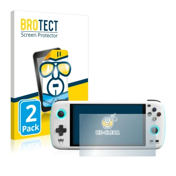 Face avant d’un emballage produit avec le logo de la marque BROTECT. À côté, l’appareil AYN Odin est représenté avec la protec