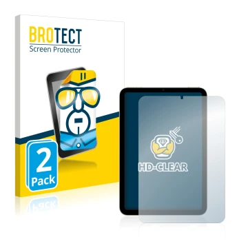 Face avant d’un emballage produit avec le logo de la marque BROTECT. À côté, l’appareil Apple iPad Mini 6 2021 est représenté 