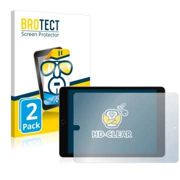 Face avant d’un emballage produit avec le logo de la marque BROTECT. À côté, l’appareil Apple iPad 10.2