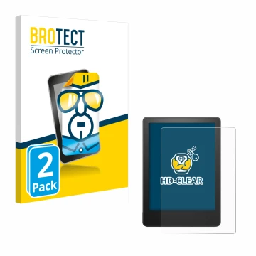 Face avant d’un emballage produit avec le logo de la marque BROTECT. À côté, l’appareil Amazon Kindle Paperwhite 2021 (11ème G
