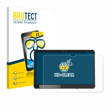 Face avant d’un emballage produit avec le logo de la marque BROTECT. À côté, l’appareil Fujitsu Stylistic Q7311 est représenté