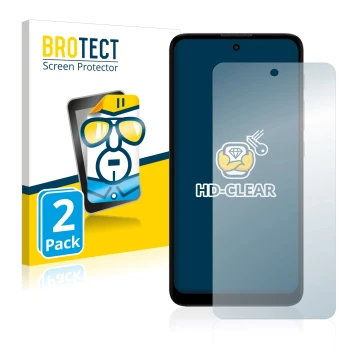 Face avant d’un emballage produit avec le logo de la marque BROTECT. À côté, l’appareil Motorola Moto E40 est représenté avec 