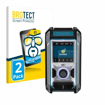 Face avant d’un emballage produit avec le logo de la marque BROTECT. À côté, l’appareil Makita DMR115 est représenté avec la p