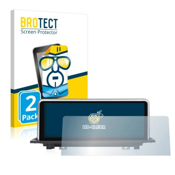 Face avant d’un emballage produit avec le logo de la marque BROTECT. À côté, l’appareil Dynavin BMW X1 F48, F49 (+2015) NBT es