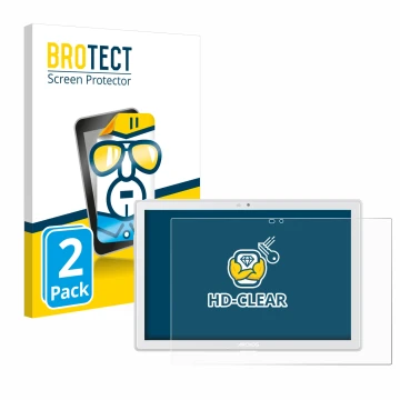 Face avant d’un emballage produit avec le logo de la marque BROTECT. À côté, l’appareil Archos T101 4G est représenté avec la 