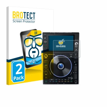 Face avant d’un emballage produit avec le logo de la marque BROTECT. À côté, l’appareil Denon DJ SC6000 Prime est représenté a