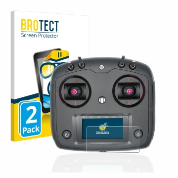Face avant d’un emballage produit avec le logo de la marque BROTECT. À côté, l’appareil FlySky FS-i6S est représenté avec la p