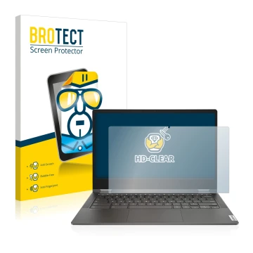 Face avant d’un emballage produit avec le logo de la marque BROTECT. À côté, l’appareil Lenovo IdeaPad Flex 5i 13.3