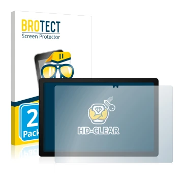 Face avant d’un emballage produit avec le logo de la marque BROTECT. À côté, l’appareil Samsung Galaxy Tab A8 LTE est représen
