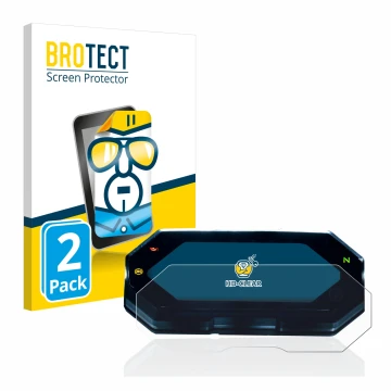 Face avant d’un emballage produit avec le logo de la marque BROTECT. À côté, l’appareil Yamaha MT-07 2021 est représenté avec 