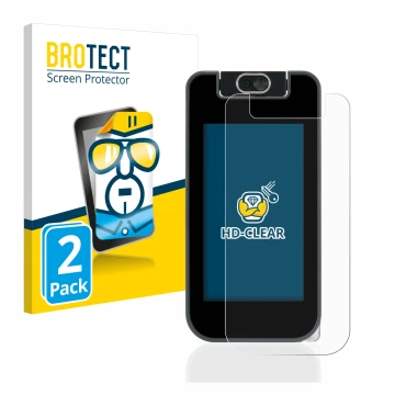Face avant d’un emballage produit avec le logo de la marque BROTECT. À côté, l’appareil Vtech Kidicom Advance 3.0 est représen
