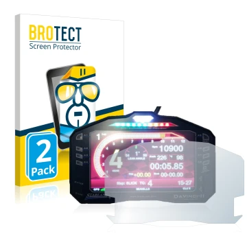 Face avant d’un emballage produit avec le logo de la marque BROTECT. À côté, l’appareil Starlane DaVinci-II S est représenté a
