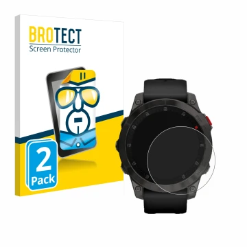 Face avant d’un emballage produit avec le logo de la marque BROTECT. À côté, l’appareil Garmin epix (Gen. 2) est représenté av