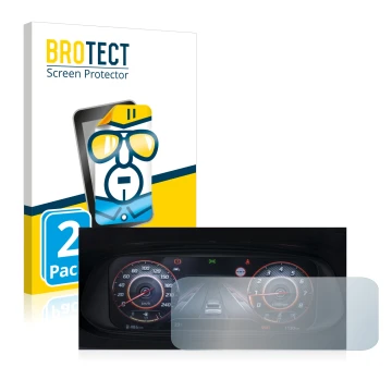 Face avant d’un emballage produit avec le logo de la marque BROTECT. À côté, l’appareil Hyundai i20N 2021 Cockpit est représen