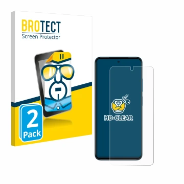 Face avant d’un emballage produit avec le logo de la marque BROTECT. À côté, l’appareil Xiaomi Redmi Note 11 est représenté av