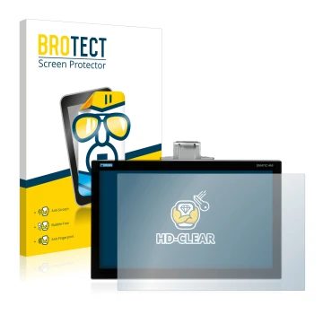Face avant d’un emballage produit avec le logo de la marque BROTECT. À côté, l’appareil Siemens Simatic HMI TP1200 Comfort Pro