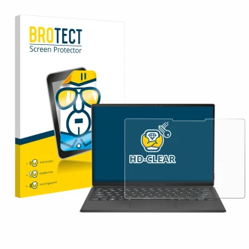 Face avant d’un emballage produit avec le logo de la marque BROTECT. À côté, l’appareil ASUS Rog Flow Z13 2022 est représenté 