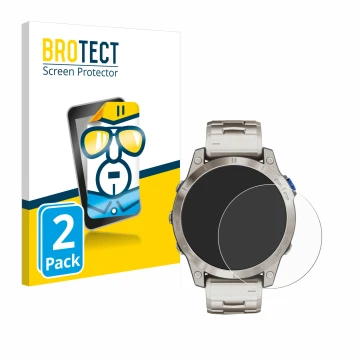 Face avant d’un emballage produit avec le logo de la marque BROTECT. À côté, l’appareil Garmin D2 Mach 1 est représenté avec l