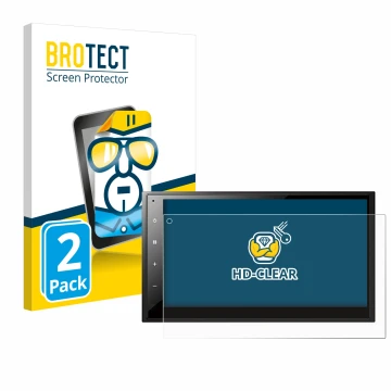 Face avant d’un emballage produit avec le logo de la marque BROTECT. À côté, l’appareil Pioneer DMH-A340DAB est représenté ave