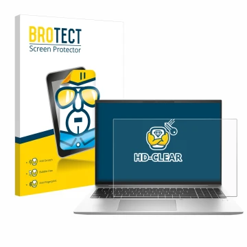Face avant d’un emballage produit avec le logo de la marque BROTECT. À côté, l’appareil HP EliteBook 840 G9 est représenté ave