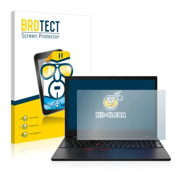 Face avant d’un emballage produit avec le logo de la marque BROTECT. À côté, l’appareil Lenovo ThinkPad L15 Gen 2 est représen