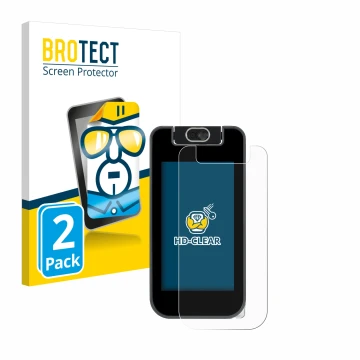 Face avant d’un emballage produit avec le logo de la marque BROTECT. À côté, l’appareil Vtech KidiBuzz 3 est représenté avec l