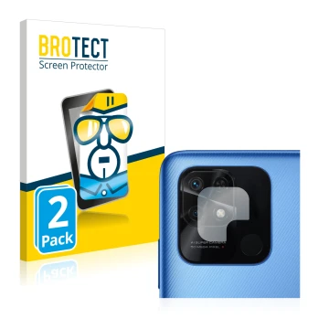 Face avant d’un emballage produit avec le logo de la marque BROTECT. À côté, l’appareil Xiaomi Redmi 10C (Caméra UNIQUEMENT) e