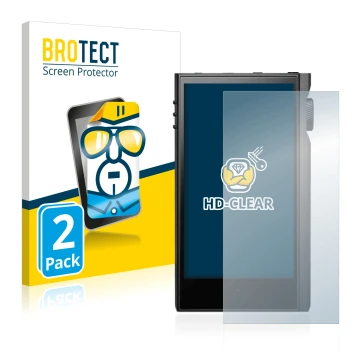 Face avant d’un emballage produit avec le logo de la marque BROTECT. À côté, l’appareil Astell&Kern Kann Max est représenté av