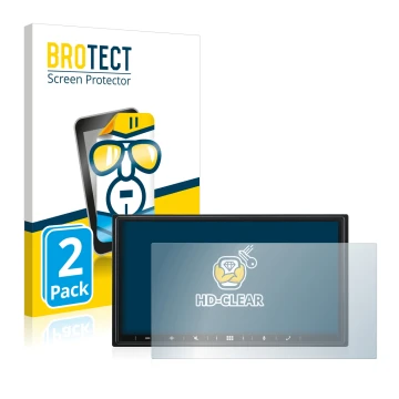 Face avant d’un emballage produit avec le logo de la marque BROTECT. À côté, l’appareil Alpine iLX-W690D est représenté avec l