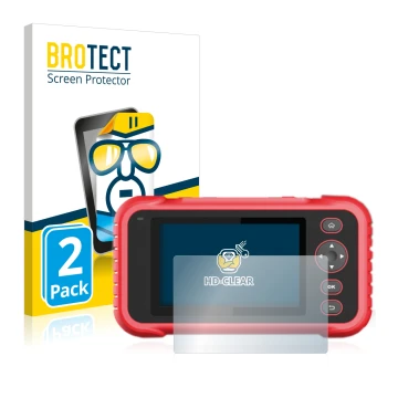 Face avant d’un emballage produit avec le logo de la marque BROTECT. À côté, l’appareil Launch CRP 123 / 129 EVO est représent