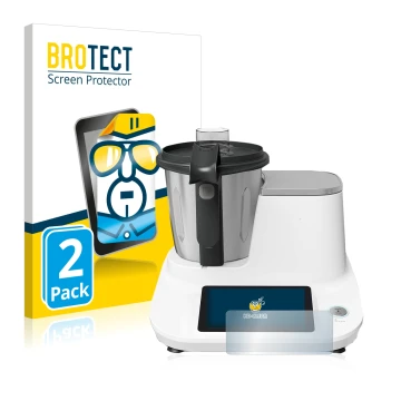 Face avant d’un emballage produit avec le logo de la marque BROTECT. À côté, l’appareil Moulinex Click&Cook HF5061 est représe