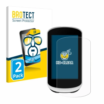 Face avant d’un emballage produit avec le logo de la marque BROTECT. À côté, l’appareil Garmin Edge Explore 2 est représenté a