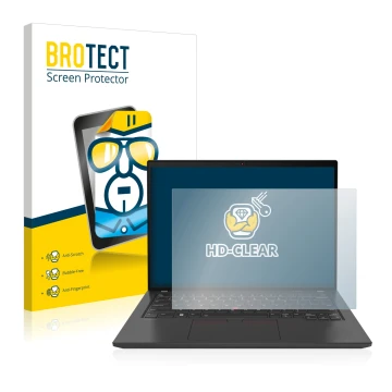 Face avant d’un emballage produit avec le logo de la marque BROTECT. À côté, l’appareil Lenovo ThinkPad T14 Gen 3 est représen