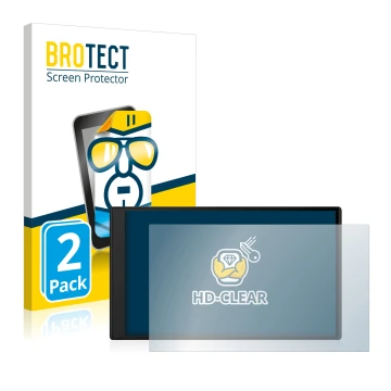 Face avant d’un emballage produit avec le logo de la marque BROTECT. À côté, l’appareil Garmin DriveSmart 76 est représenté av