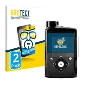 Face avant d’un emballage produit avec le logo de la marque BROTECT. À côté, l’appareil Medtronic Minimed 780G est représenté 