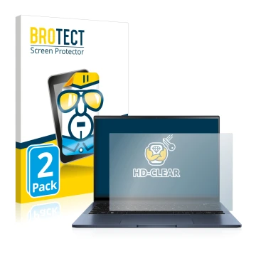 Face avant d’un emballage produit avec le logo de la marque BROTECT. À côté, l’appareil ASUS ZenBook S13 OLED est représenté a