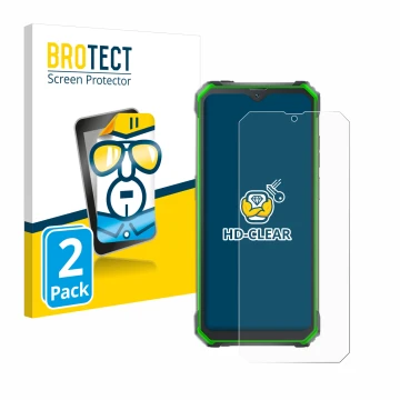 Face avant d’un emballage produit avec le logo de la marque BROTECT. À côté, l’appareil Blackview BV7100 est représenté avec l