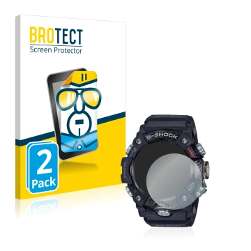 Face avant d’un emballage produit avec le logo de la marque BROTECT. À côté, l’appareil Casio G-Shock Mudmaster GG-B100-1AER e
