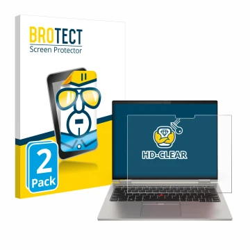 Face avant d’un emballage produit avec le logo de la marque BROTECT. À côté, l’appareil Lenovo ThinkPad X1 Titanium Yoga Gen 1