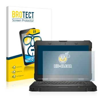 Face avant d’un emballage produit avec le logo de la marque BROTECT. À côté, l’appareil Dell Latitude 5430 Rugged est représen