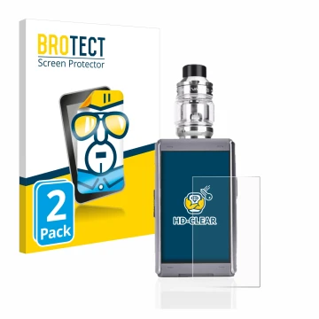Face avant d’un emballage produit avec le logo de la marque BROTECT. À côté, l’appareil GeekVape T200 est représenté avec la p